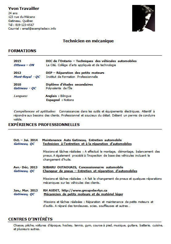 Exemple gratuit de cv de psychologue d'insertion  Modèles Curriculum Vitae 