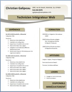 Exemple de CV modèle gratuit word