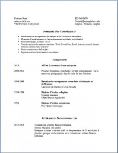 Exemple de CV #606 Enseignante au secondaire page 1